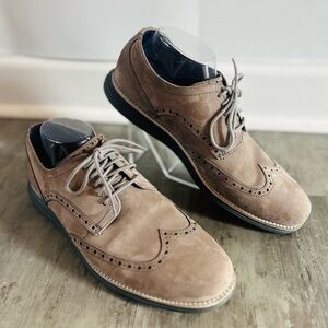 Cole Haan Suede Wingtip Oxford Shoes Men’s 10 Light Brown Leather Classic Dress
